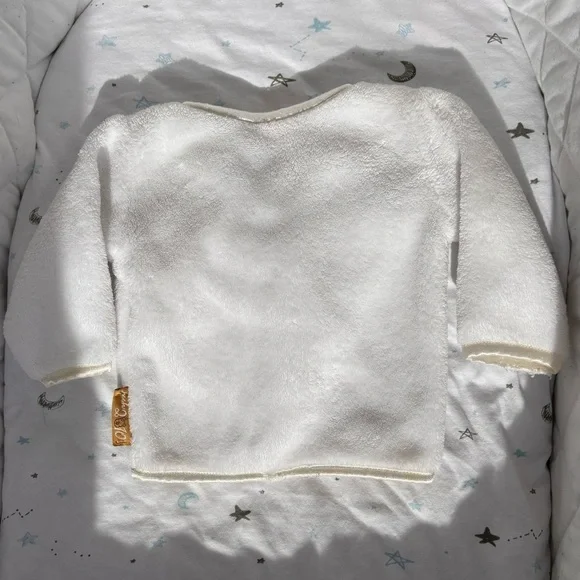 ⭒ NB Winnie the Pooh Disney Baby White Button Up Long Sleeve Fleece Bows Patch ⭒ - Picture 7 of 10